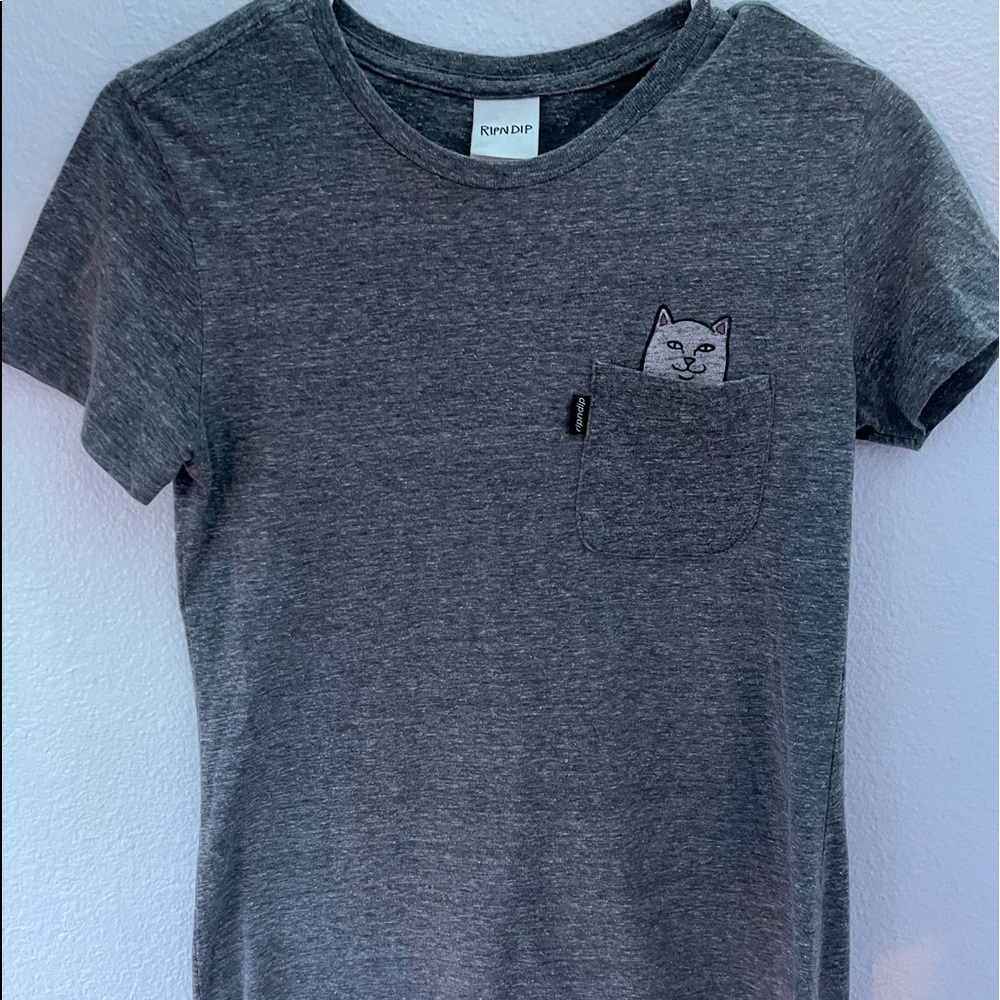 Nermal Pocket Middle Finger Cat Rip N Dip Tee Shirt